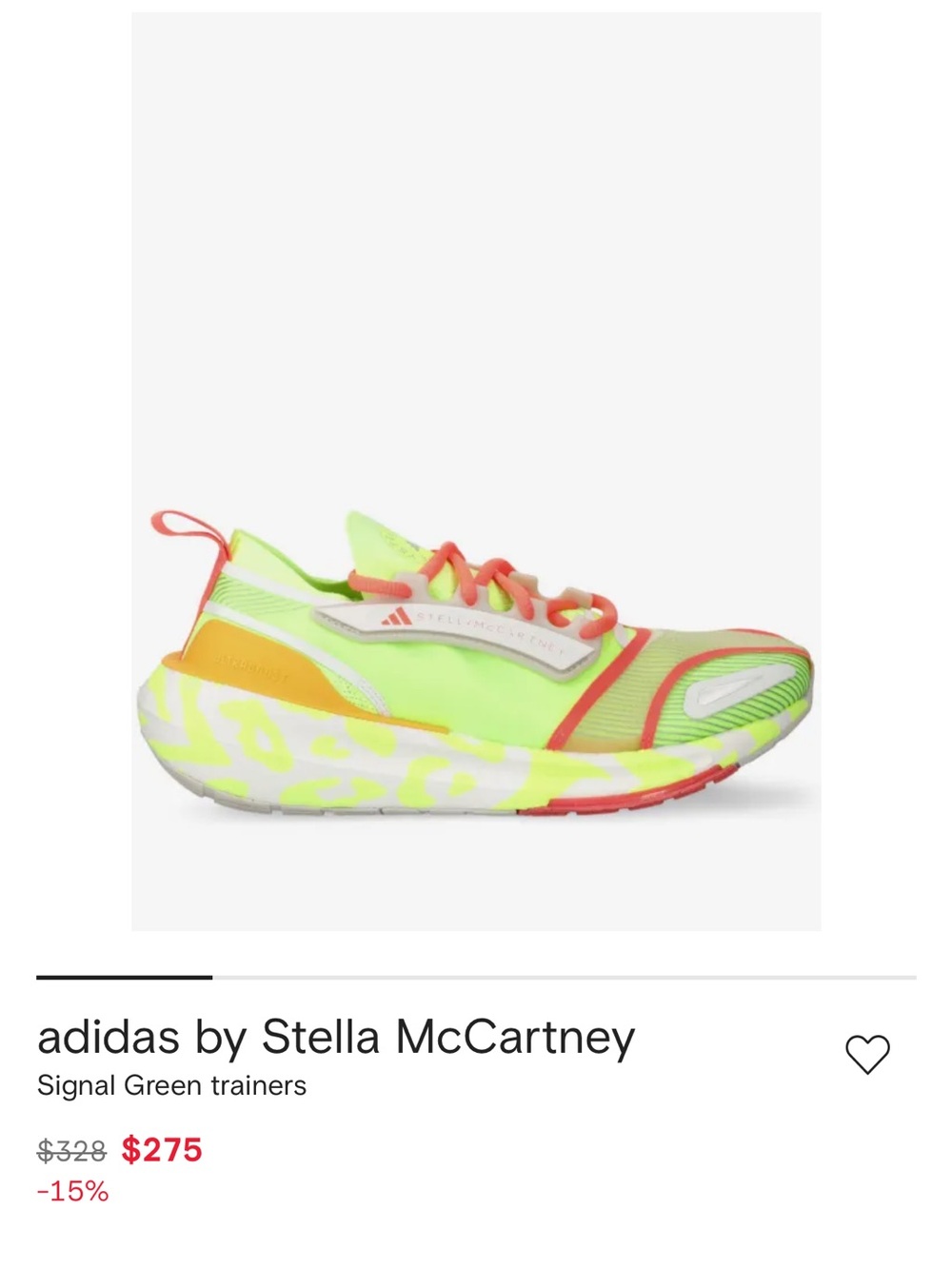 Adidas Stella McCartney Signal Green trainers 7.5 NWOB